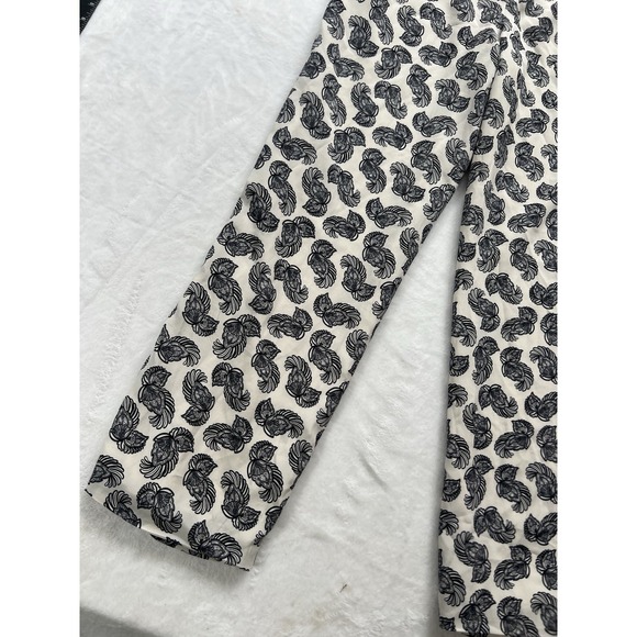 Premise Studio Lined Paisley Pants Womens Medium Quiet Luxury Office Black Cream - Picture 10 of 13